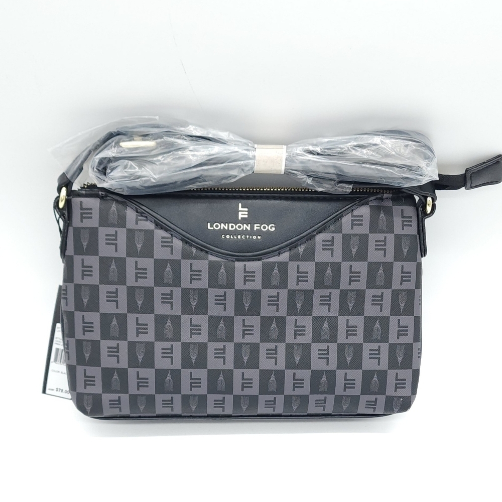 New London Fog Addison Tower Signature Print Crossbody Bag